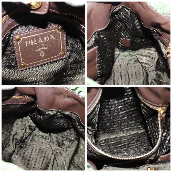 PRADA Hand Bag Nylon 2way Green Gold Auth - Picture 15 of 16